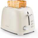 Ultrean Toaster 2 Slice with Extra-Wide Slot for Toasting Bagels, Breads, Waffles & More, Stainless Steel Material with Removable Crumb Tray, 6 Browning Settings (Cream)