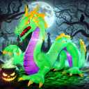 11FT Length Giant Green Halloween Inflatable Dragon, Blow Up Dragon Outdoor Halloween Inflatables Decorations Built-in 5 Bright Led Lights