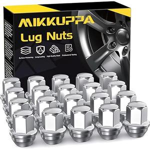 MIKKUPPA M12x1.5 OEM Wheel Lug Nuts, Replacement for 2001-2022 Ford Escape, 2012-2018 Focus, 2006-2020 Fusion Factory Wheels, Black One-Piece Style Large Acorn Seat Tire Nuts, Silver
