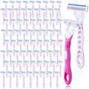 96 Count Women's Disposable Razors Blades Bulk 3 Blade Razors for Women Disposable Head Razor Sensitive Skin Razor Comfortable Shave for Bathing Hotel Travel