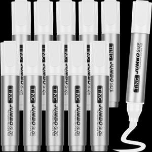 Fuutreo 10 Pack Jumbo Permanent Markers Bulk Large Chisel Tip Permanent Markers Quick Drying Big Huge Poster Pens for Adult Office, Logistics Company and More(White)