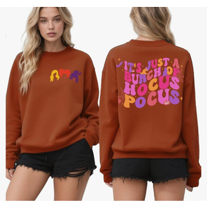 Halloween Sweatshirt for Women Witch Graphic Sweatshirts Spooky Season Crewneck Fall Pullover Tops, M, Orange