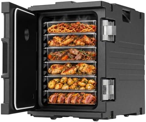 Tera 95Qt Insulated Food Pan Carrier: Non-Electric for 6 Full-Size Pans | Hot & Cold Retention, LLDPE, 304 Steel Latch, Removable Gasket, Recessed Casters, Catering, Stackable, Banquet, Parties