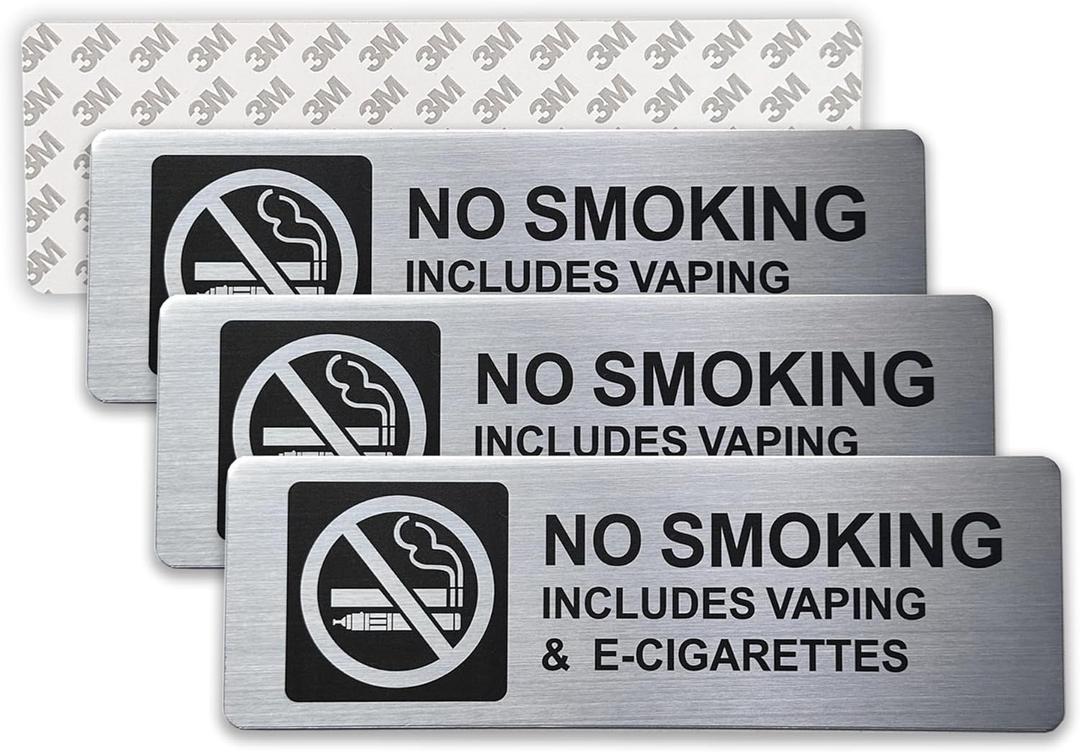 No Smoking Signs, 4 Pack No Vaping Sign - 9 X 3 Inch - Rust Free Aluminum UV Printed, Waterproof and Easy To Install, No Smoking Sign for Business, Office, Restaurant Wall Decor