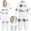 NASA Astronaut Costumes for Kids: America Spacesuit for Boys Girls Space Jumpsuit Set Halloween Dress Up Cosply (130(8-10 years))