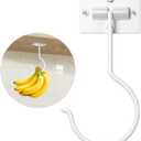 Under Cabinet Banana Hook – Foldable Banana Hanger with Adhesive and Magnets, Space-Saving Gold Metal Holder for Kitchen and RV, Keeps Bananas Fresh (White, 1 Pcs)