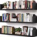 Wall Bookshelf, Set of 3, U Shaped Floating Bookshelf, Hanging Bookshelves for Wall, Wall Mounted Shelves for Living Room Bedroom Office (Black, 23.6 Inches, 3)