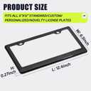 Real Carbon Fiber License Plate Frame, 100% Pure Carbon Fiber Frame, Black License Plate Holder Cover with Screw Caps, Anti-Vibration Pads, (Twill 2 Hole)