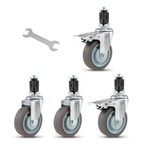 4Inch Plug-in casters for Stainless Steel Furniture Legs,Cart,Workbench(1 Square Tube Plug-in casters,4PCS/1200lbs)