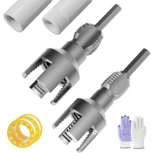 Integrated Internal & External Pipe Threading Tool (1/2" & 3/4" Dies) | New Dual-Function PVC Pipe Threader Kit | Electric Drill Compatible for Leak-Free Plumbing, DIY & Electrical Conduits