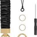 2 x Keychain Wristlet, Stretchy Key Chain for Car Keys with D ring, Cute Scrunchie Wrist Bracelet, Fashion Key Holder for Women Men Girl Teens Teacher, Black