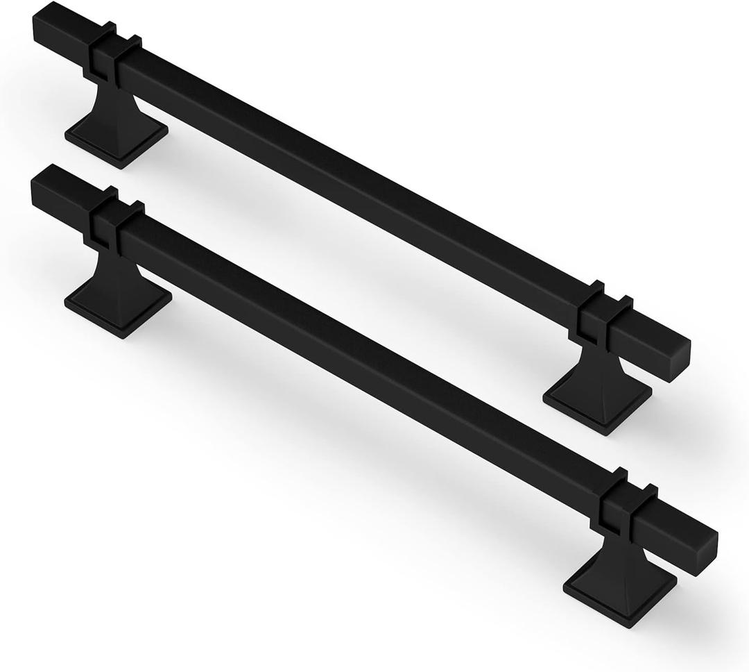 15 Pack 7-1/2inch(192mm) Black Cabinet Handles Black Drawer Pulls - Matte Black Cabinet Pulls Kitchen Cabinet Handles Black Dresser Drawer Pulls Black Cabinet Hardware