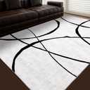 YIHOUSE 6'x9' Black and White Rug- Washable Area Rug for Living Room Bedroom, Large Modern Non-Slip Ultra-Thin Rug Home Decor,Curve,6x9ft