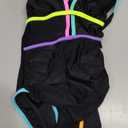 popvil Women One Piece Swimsuit 2026 Tummy Control Sexy Cutout Neon Color Block Bathing Suit Slimming Adjustable Swimwear, Size S