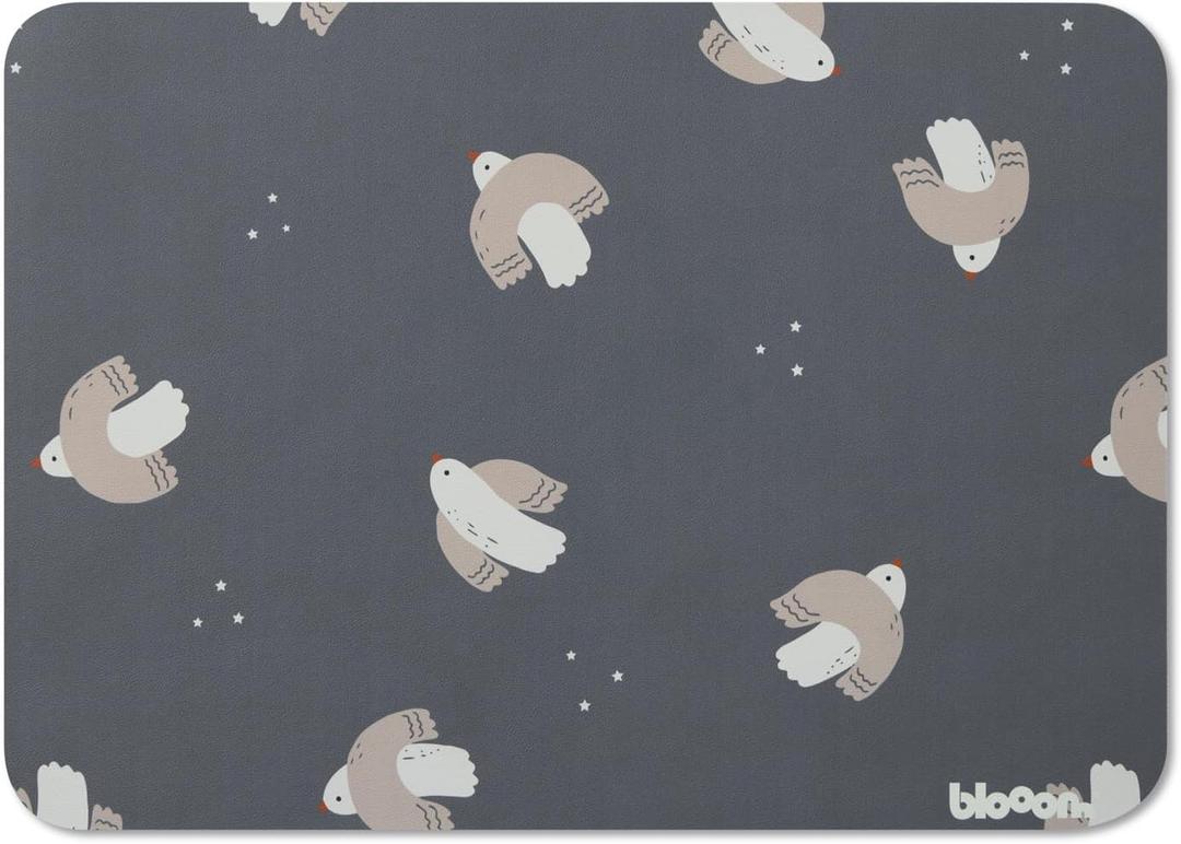 Blooom Placemat for Baby, Toddler & Kids | Wipeable, Reusable and Eco-Friendly | Baby Weaning Placemat for Mealtime & Snacktime | Modern Design (Birds, 12" x 17")