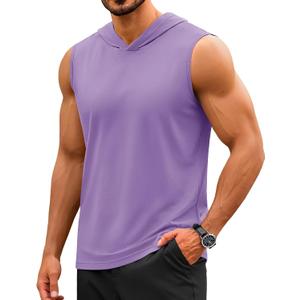 TACVASEN Men's Hooded Tank Tops UPF 50+ Sleeveless Hoodies Shirt Moisture Wicking Lightweight Gym Workout Tank T Shirts