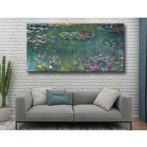 msspart Large Water Lilies by Claude Monet Canvas Wall Art Famous Painting - Classic Canvas Art Wall Decor Picture Print for Home Office Wall Decor-24" x48"
