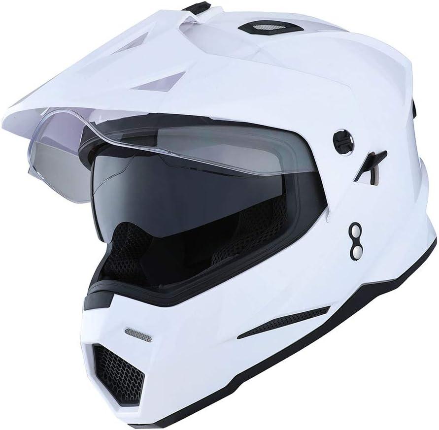 1Storm Dual Sport Motorcycle Motocross Off Road Full Face Helmet Dual Visor: HF802 Large
