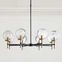 Mid-Century Modern Blown Glass Globe Chandelier, Two-Toned Metals Light Fixture for Dining Room, Sitting Room, Living Room (Small - 36" Diam.)