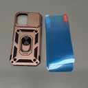 SunStory Phone Case for iPhone 17 Case with HD Screen Protector & Slide Camera Cover & Rotated Ring Kickstand, [Military-Grade] Phone Case for iPhone 17, Rose Gold