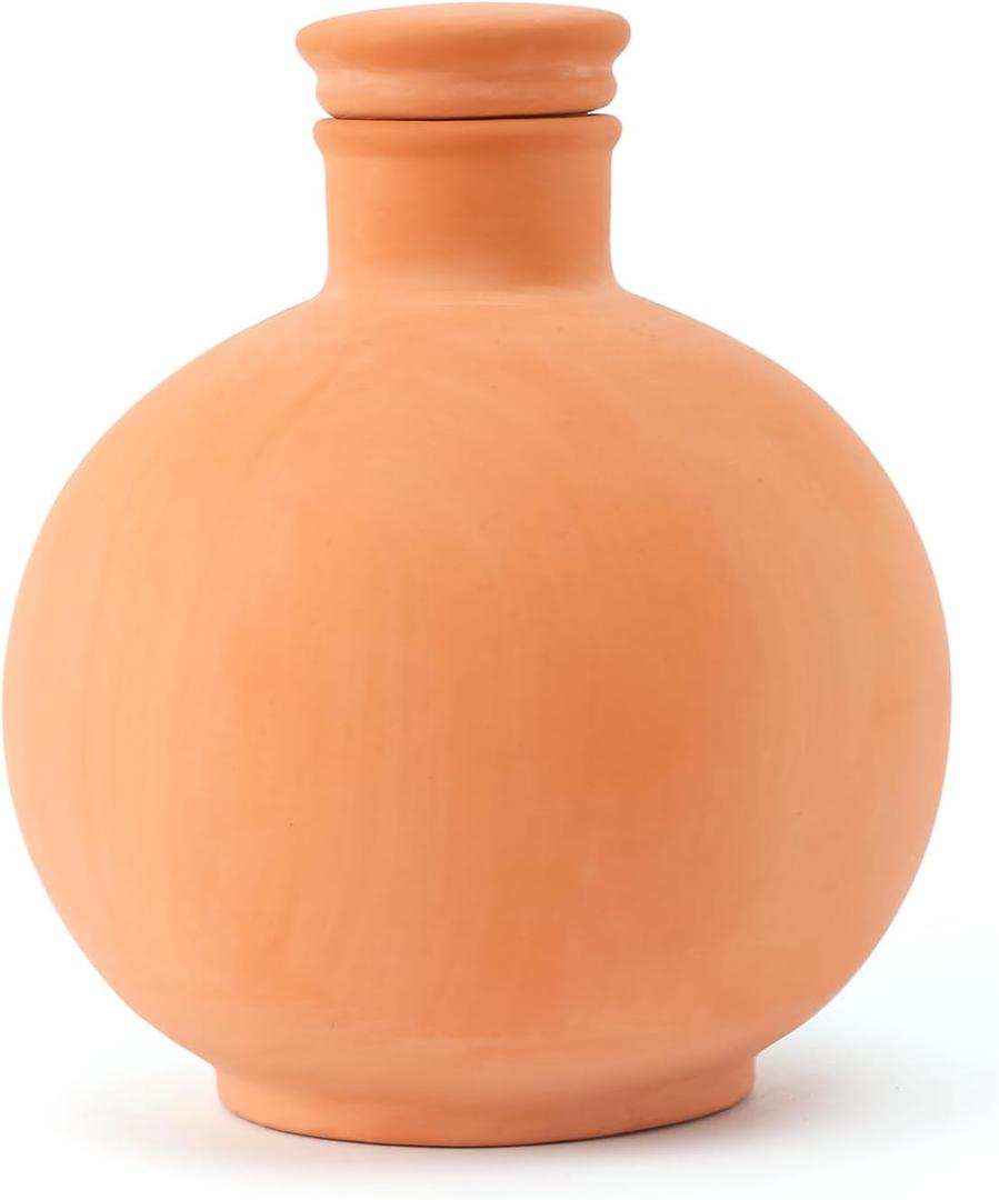 Ollas Pot Plant Watering Globes with Top Storage Pool and Lid Clay Watering Pot with lid Terracotta Watering Pot 6-inch Large Simple Irrigation Peripheral Water System Indoor Outdoor Self Watering
