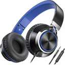 AILIHEN C8 Kids Headphones Wired, OnEar Headphones with Microphone and Volume Control Foldable Corded Stereo 3.5mm Headset for School Teens Smartphones Chromebook Laptop Tablets Travel (Black Blue)