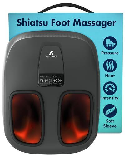 Shiatsu Foot Massager with Heat & Deep Kneading - Relieves Plantar Fasciitis, Neuropathy & Foot Fatigue - Features Adjustable Heat & 3 Compression Setting - Fits Up to Men’s Size 14 - HSA/FSA Eligible