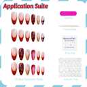 Medium Almond Press on Nails Gold French Tip Fake Nails False Nails with Leopard Print Rhinestones Designs Brown Vintage Stick on Nails Glossy Glue on Nails for Women Girls 24Pcs (1)