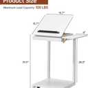 OtterOasis C Shaped End Table, Rolling Side Table with 4-Way Convertible Desktop, Wooden C Table with Multi-functional Folding Tray & Lockable Wheels, Side Table for Couch, Living Room, Bedroom, White