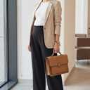 OUGES Women's Linen Maternity Pants Casual Work Adjustable Waist Straight Leg Business Office Trousers with Pockets, XL