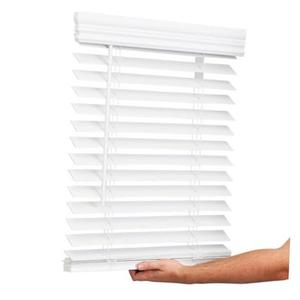 Cordless, 2 Inch Faux Wood Blind, 35" Wide x 48" 35"W x 48"H Bright White