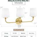 3-Light Bathroom Light Fixtures, 24" Brushed Gold Vanity Lights for Bathroom with Milk White Glass Shades, Modern Vanity Lighting Fixture Over Mirror, Up or Down Mounting, VL289-BG-3