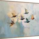 Kate and Laurel Framed Canvas Wall Art Print Abstract Birds in Flight II by The Creative Bunch Studio, 42 x 32 Sylvie Dark Gold Frame, Modern Contemporary, Animal Art for Wall Decor