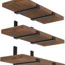 Shelf Bracket, Heavy Duty Floating Shelf Brackets 10-Inch Long, 6-Pack Brackets for Shelves, Black Coated J Shape Metal Wall Shelf Support Brackets with 1/5-Inch Thick and 160 lb. Load Capacity