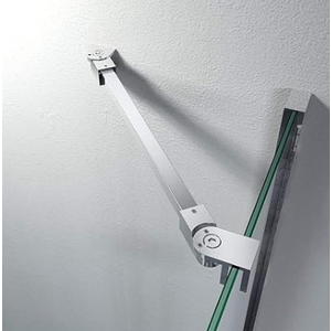 Frameless Shower Door Support Bar, Stainless Steel Wall-to-Glass Support Arm to Fixed Shower Glass Panel, for 1/4"-3/8" (6-10 mm) Door, 180° Pivot & Stow-Flat Mode (Chrome, 35.4-inch(900mm))