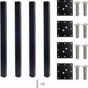 QLLY 28 inch Adjustable Metal Furniture Legs, Square Office Table Furniture Leg, Set of 4 (Black)
