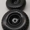 AR-PRO (2-Pack) 10-Inch Solid Tire 4.10/3.50-4" Tire and Wheels Flat Free with 5/8" Bearings, 2.2" Offset Hub - Perfect for Hand Truck, Wheelbarrow, Trolley, Garden Wagon Carts, Utility Cart (Black)
