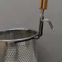 Stainless Steel Pasta Strainer, 2pcs Micro-Perforated Food Dumpling Noodle Strainer with Wood Handle Straining Noodles Pasta Baskets (5.5 Inch)