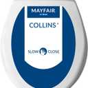 Mayfair Collins Slow Close Toilet Seat, Durable Plastic Seat with Extra Stability Bumpers and Secure Hinges, Made in USA, Round, White