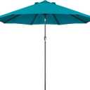 Blissun 9' Outdoor Patio Umbrella, Outdoor Table Umbrella, Yard Umbrella, Market Umbrella with 8 Sturdy Ribs, Push Button Tilt and Crank (Cerulean)