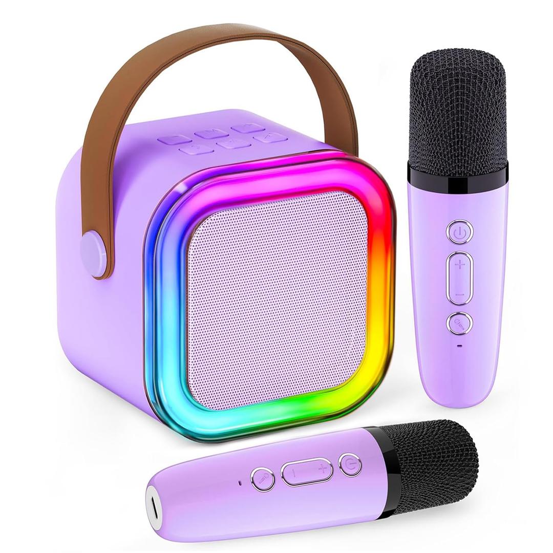 Mini Karaoke Machine for Kids, 2026 TOP Toys Birthday Valentine's Day Gifts Ideas for Girls Ages 4, 5, 6, 7, 8, 9, 10, 12+ Years Old, Portable MP3 Player with 2 Wireless Mics for Family Home Party