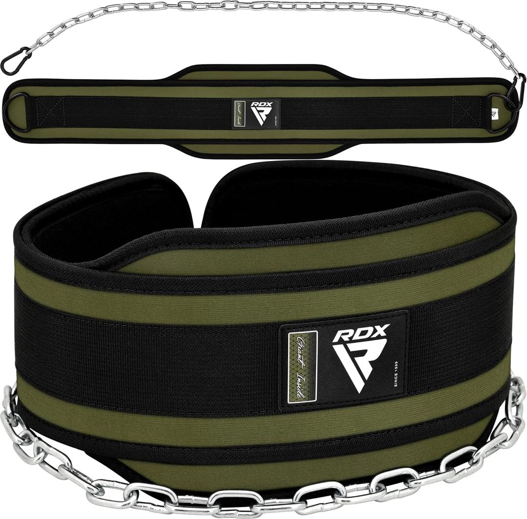 RDX Dip Belt for Weight Lifting, Heavy Duty 36 Inch Adjustable Steel Chain, Dipping Belt Chin Pull Ups Gym Training Bodybuilding Powerlifting Fitness Workout, 6 Padded Neoprene Back Support Men Women