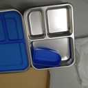 BOSEDSANG Stainless Steel Kids Leak-Resistant Bento Lunch Box, 3-Compartments with Silicone Container, Dishwasher-Safe, Child-Friendly Design for School, Picnics & Travel,BPA-Free (Blue)
