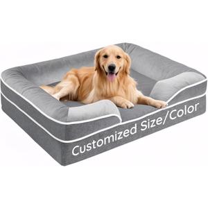 Custom Dog Bed for Small/Medium/Large/Giant Dogs,Waterproof Orthopedic Dog Bed, Supportive Foam Pet Couch Bed with Removable Washable Cover