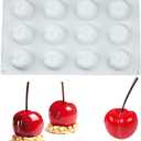 OCPO KITCHEN Cherry Silicone Molds for Baking Mousse Cake, 3D Silicone Baking Mold for Candy Pastry Chocolate Truffle Cupcake Jelly Cookie Pudding Cake Decoration Mold, Cherry Shape (12-Cavity)