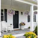 Artificial Hanging Flowers with Basket Plants - Wisteria Hanging Plants for Spring Outdoor Decoration, UV Resistant Fake Flowers Hanging Silk Flowers for Porch Patio Garden Yard Home Decor