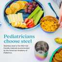 Ahimsa Stainless Steel Plates for Kids, 9" Colorful Stainless Steel Plates, Pediatrician Designed & Non Toxic, Unbreakable, Dishwasher Safe, Set of 4 Blue