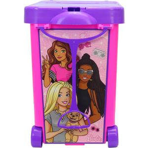 Barbie Store It All! Rolling Storage Bin  Extra-Large Organizer Case with Wheels & Handle for Barbie Dolls, Clothes, Accessories & Playsets  Pink Portable Travel Toy Box
