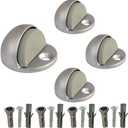 QCAA Low Dome Floor Door Stop, H 25.4 x Diameter 44.5mm, Zinc Die Cast, Satin Nickel, Made in Taiwan, 4 Pack