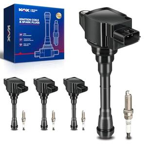 KAX 4-Pack Ignition Coils and Double Iridium Spark Plug Set Compatible with Nissan 2011-2012 Juke, Juke 2013-2017 1.6T, UF659